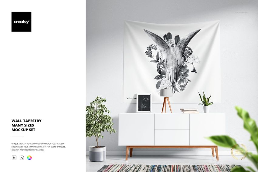 Wall Tapestry Mockup Set (many sizes) - mockup screenshot 1