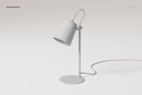 Minimalist desk lamp with cylindrical shade in matte white, shown from a side angle on a plain background.
