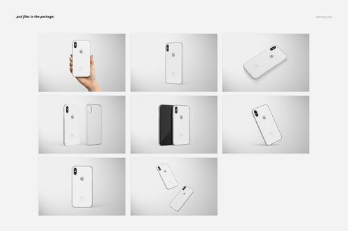 Set of iPhone XS clear case mockups showing transparent cases on phones in various angles and perspectives.