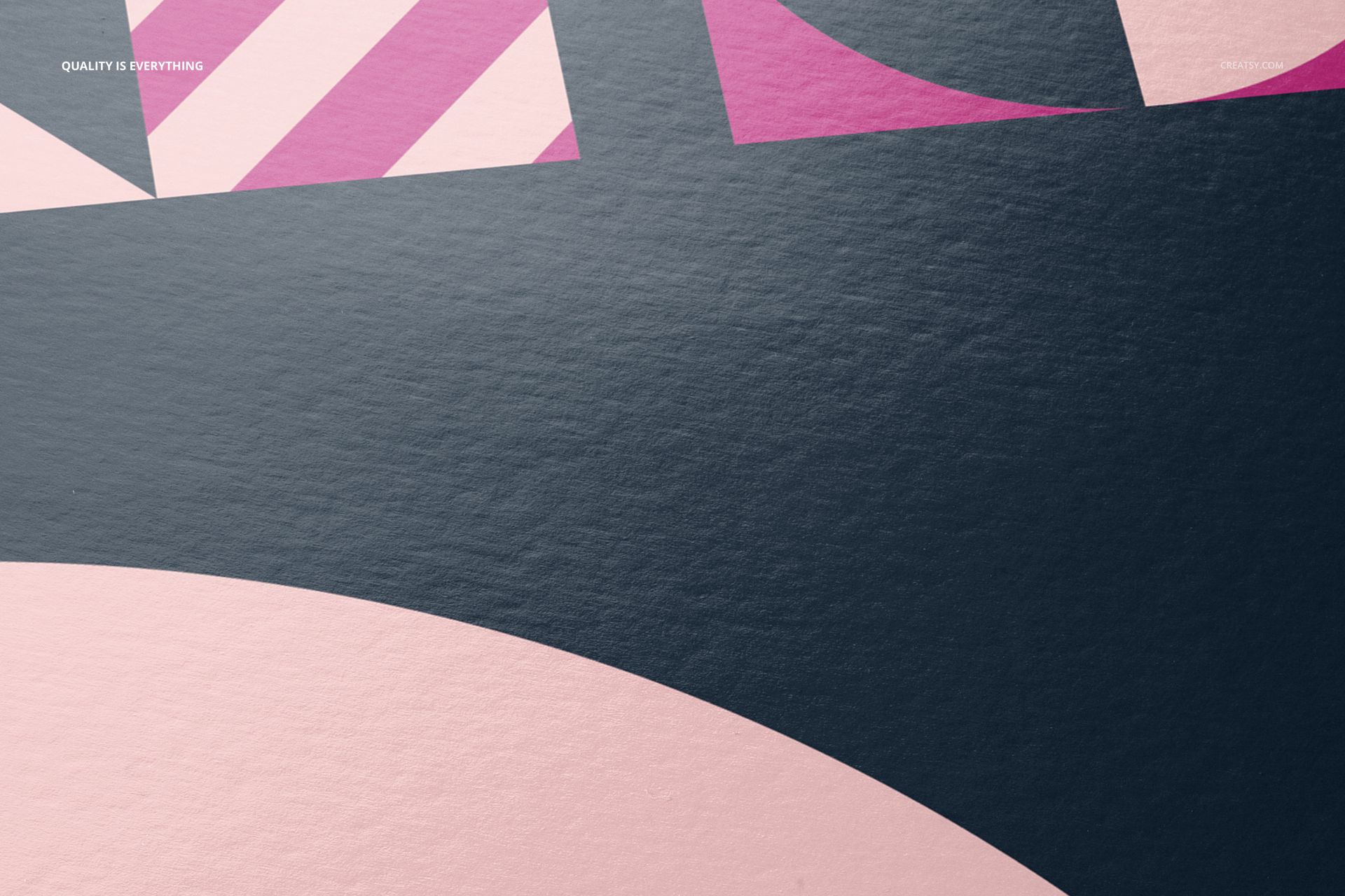 Close-up view of a fine art print mockup on textured Canson Baryta Gloss paper featuring abstract pink and navy shapes.