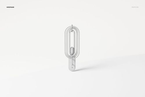 Wireframe rendering of an art deco wall lamp 3D model with geometric oval shapes, shown on a plain white background.