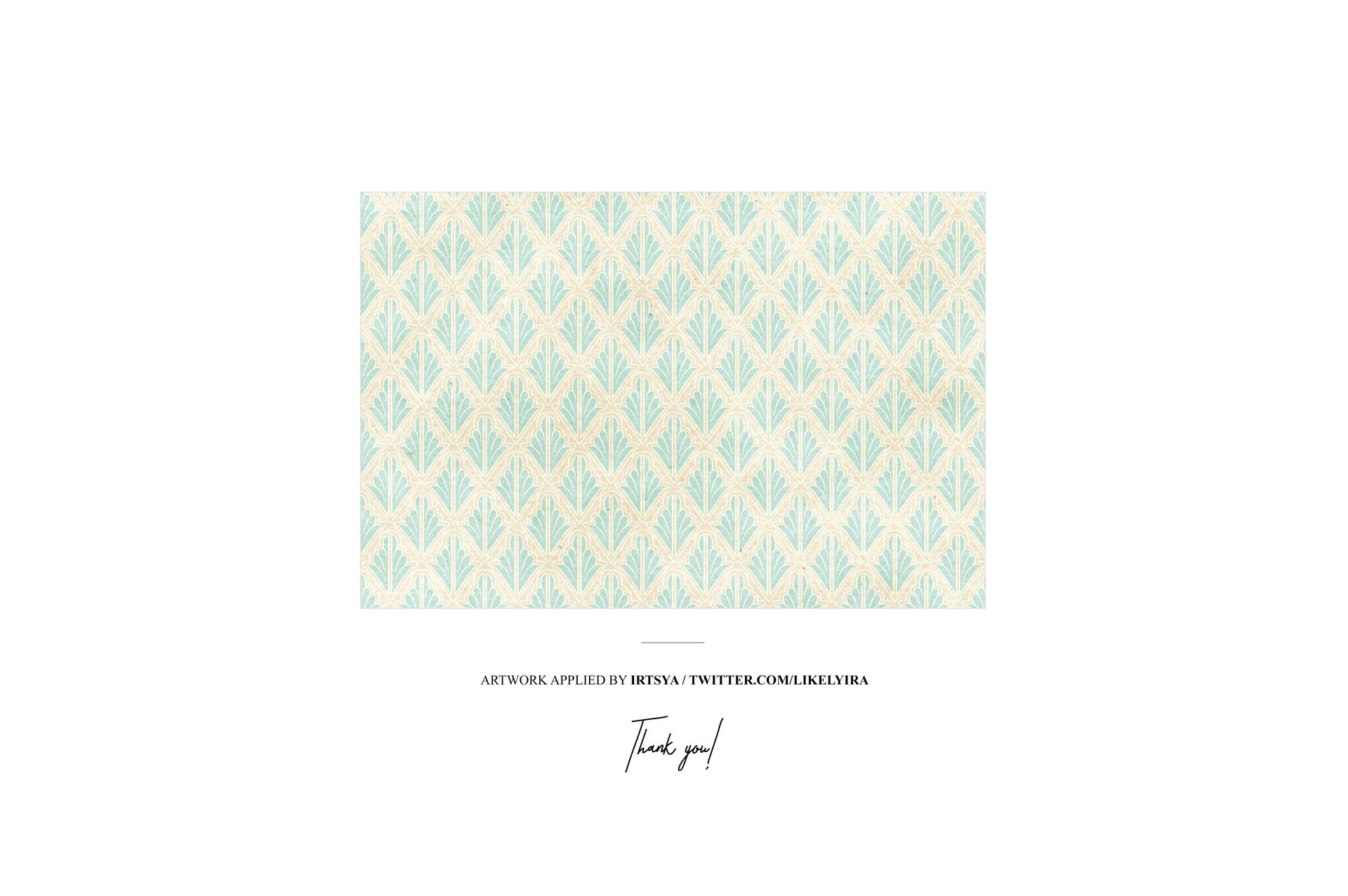Rectangular canvas print mockup with pale blue and beige leaf pattern, shown from the front against a white background.