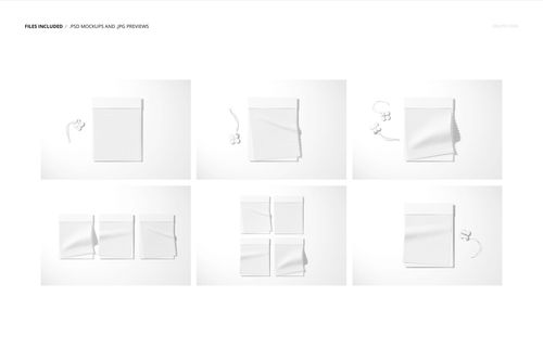 Fabric swatches mockup set featuring various square samples with subtle shadows and thread winders on a white surface.