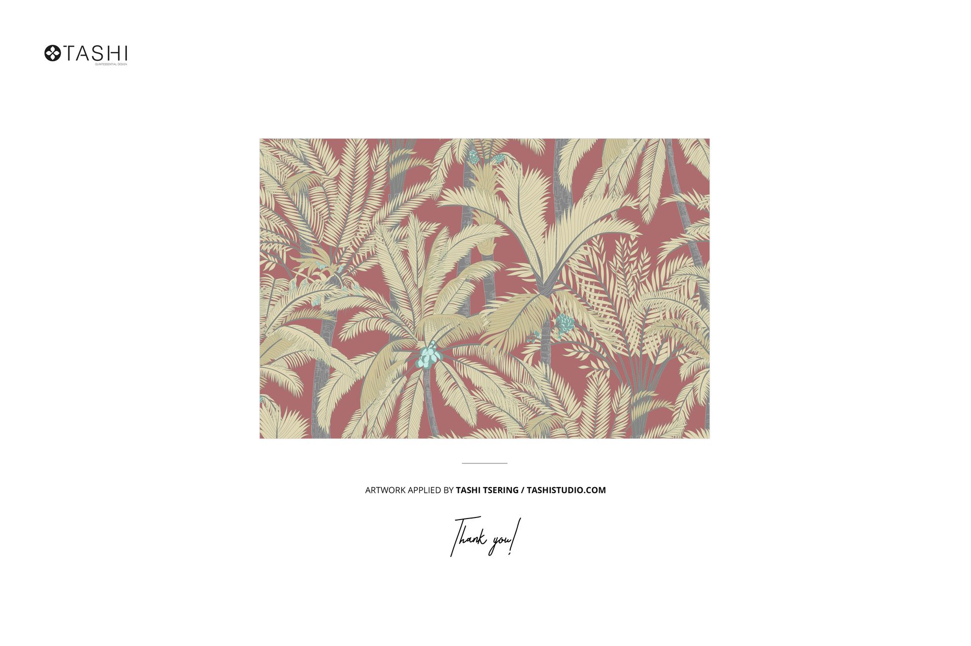 Rib knit fabric mockup featuring a botanical design in light beige and green over a soft reddish backdrop, centered view.