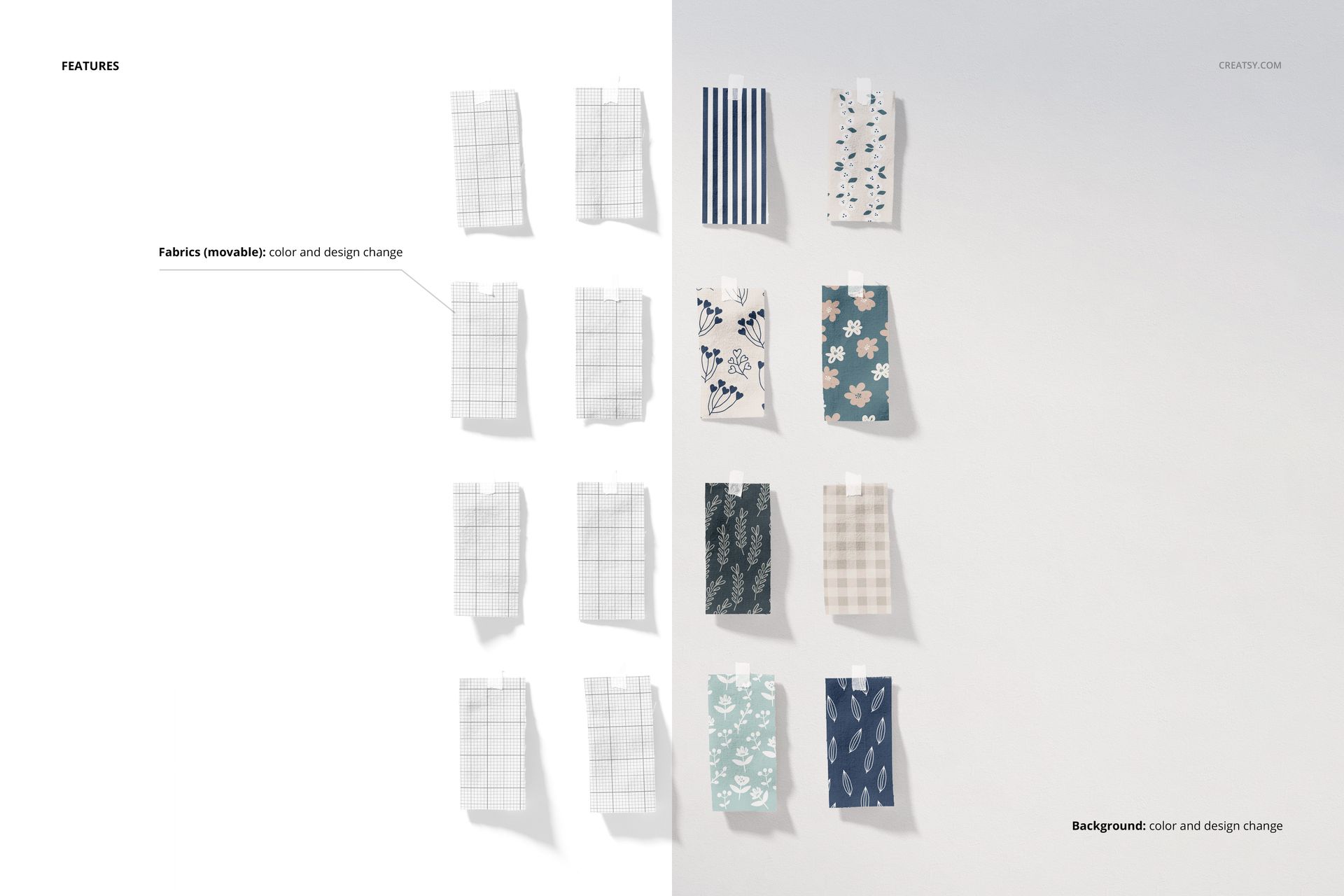 Fabric Pieces Mockup Set (65FFv.6) - mockup screenshot 3