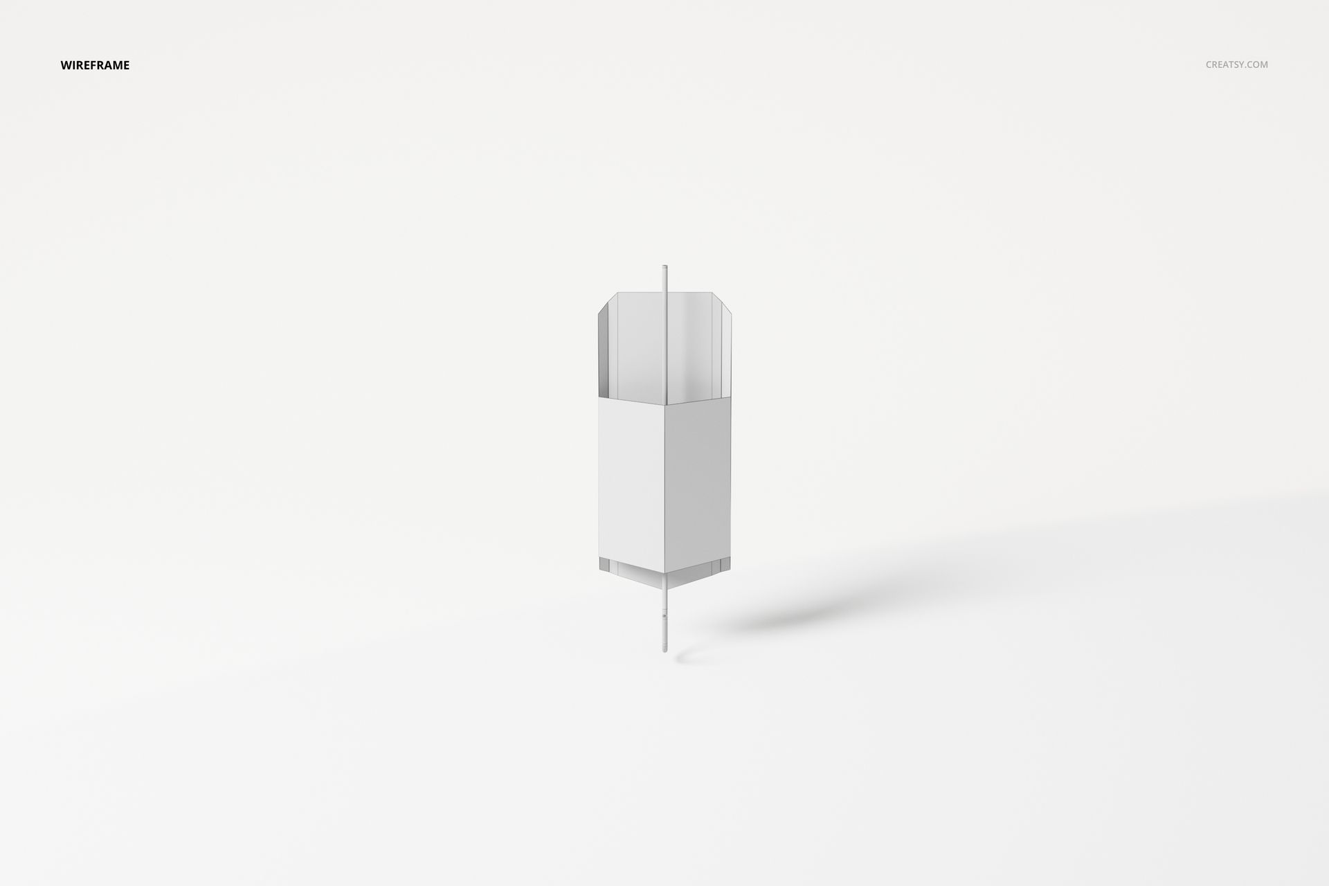 Geometric wall lamp with sharp angles and a hexagonal shape, shown in a wireframe view against a plain white background.