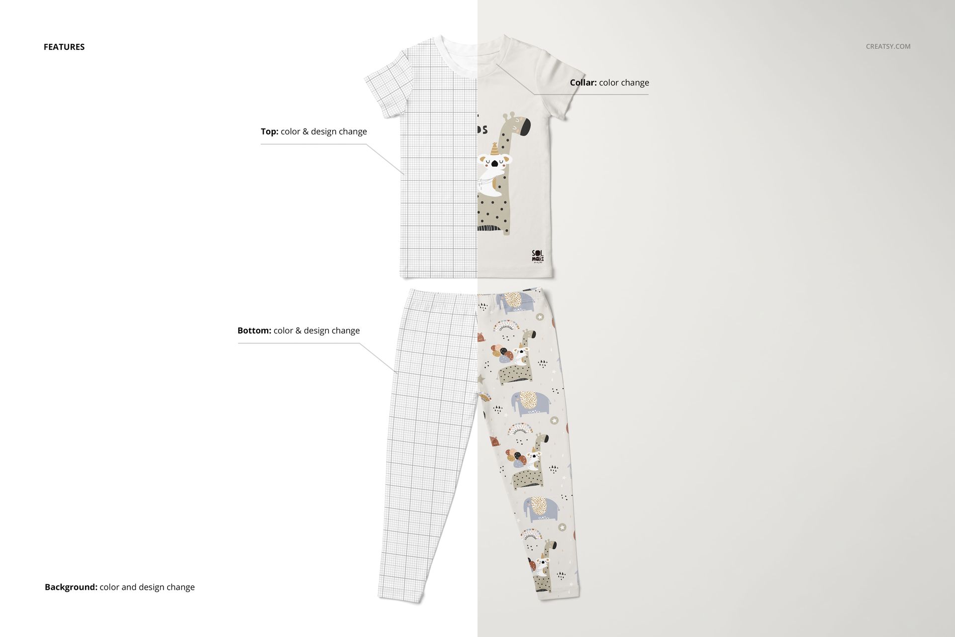Kids Short Sleeve Pajama Mockup Set - mockup screenshot 3