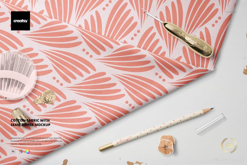 Cotton Fabric with Seam Ripper Mockup - mockup screenshot 1