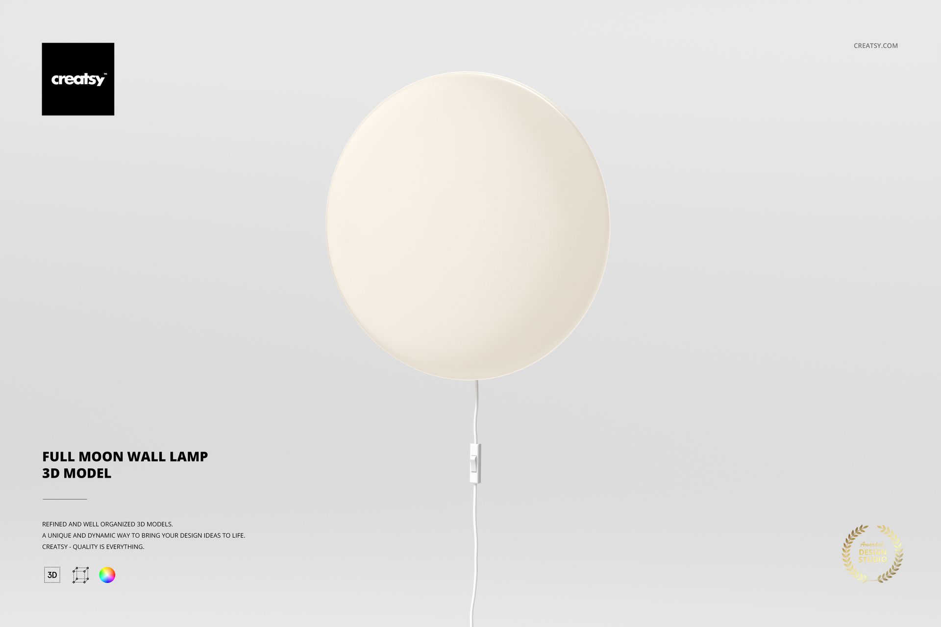 Round wall lamp with a smooth, pale cream surface shown in front view against a light gray background.