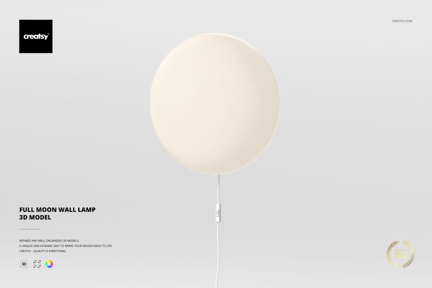 Full Moon Wall Lamp 3D Model - mockup screenshot 1