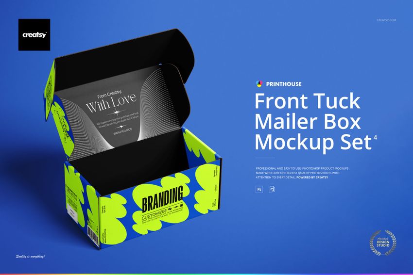 Front Tuck Mailer Box Mockup Set 4 - mockup screenshot 1