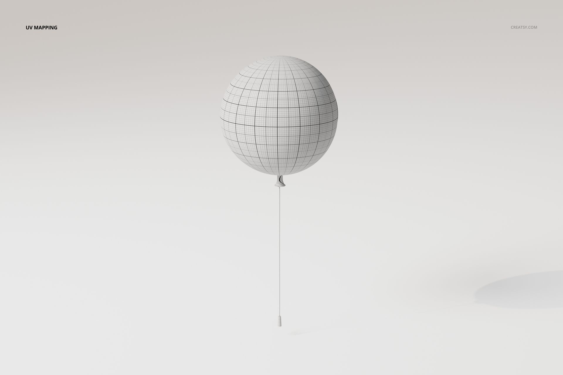 Front view of a balloon wall light 3D model with wireframe texture, shown against a plain white background.