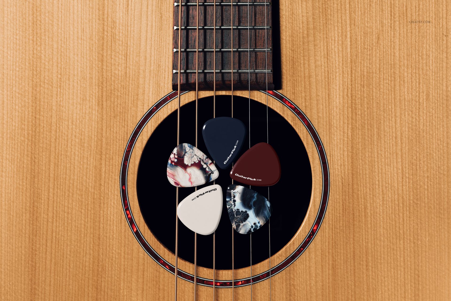 Guitar Pick with Guitar Mockup Set - mockup screenshot 11