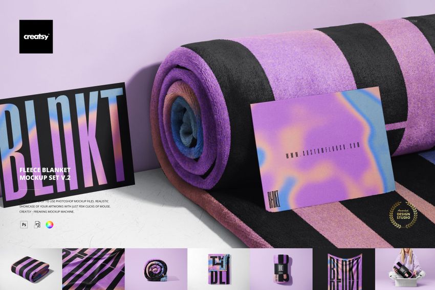 Fleece Blanket Mockup Set v.2 - mockup screenshot 1