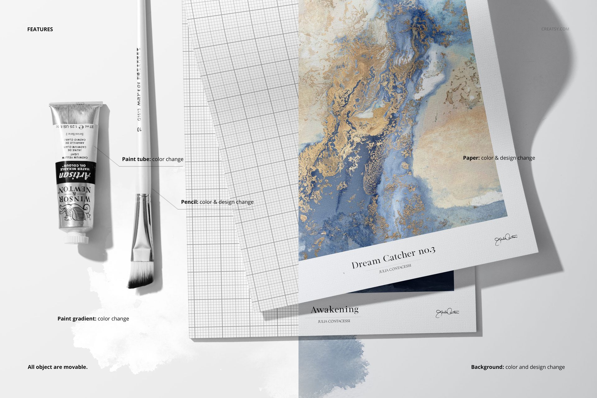 Decorative Paper Pad and Paint Supplies Mockup - mockup screenshot 3