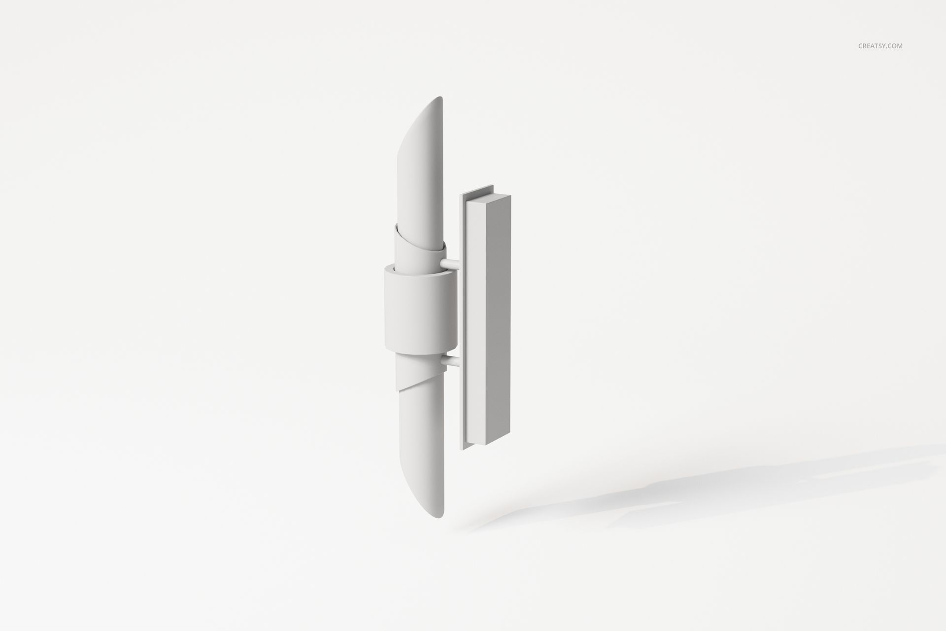 Front view of a two-way dual wall lamp 3D model in white, featuring a modern, minimalistic design against a plain background.