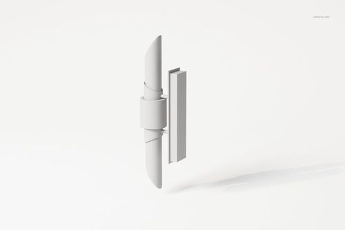 Front view of a two-way dual wall lamp 3D model in white, featuring a modern, minimalistic design against a plain background.