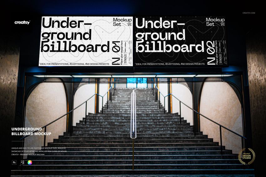 Free Underground Subway Billboard Advertising PSD Mockup - mockup screenshot 1