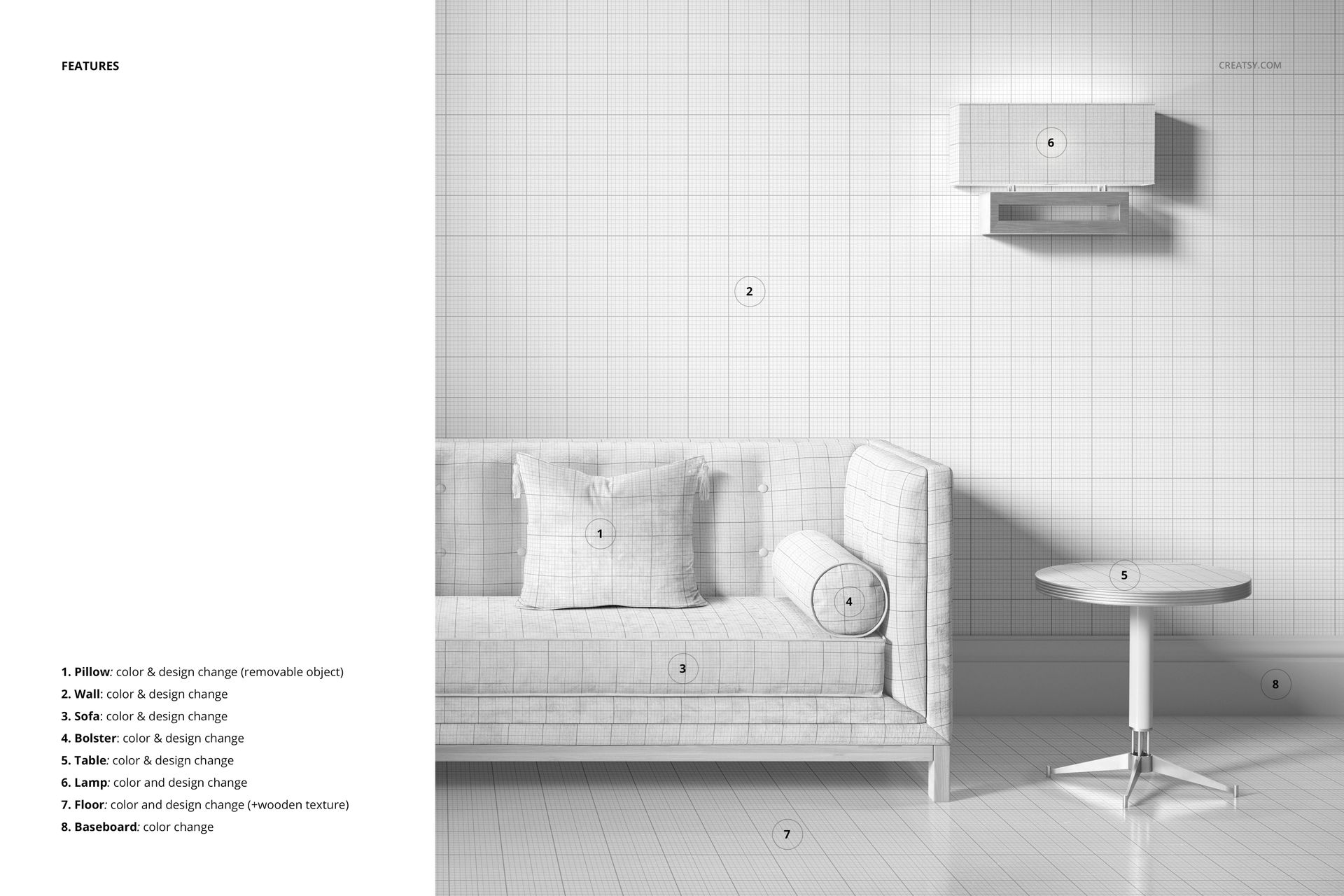 Velvet Sofa and Coffee Table Mockup - mockup screenshot 3