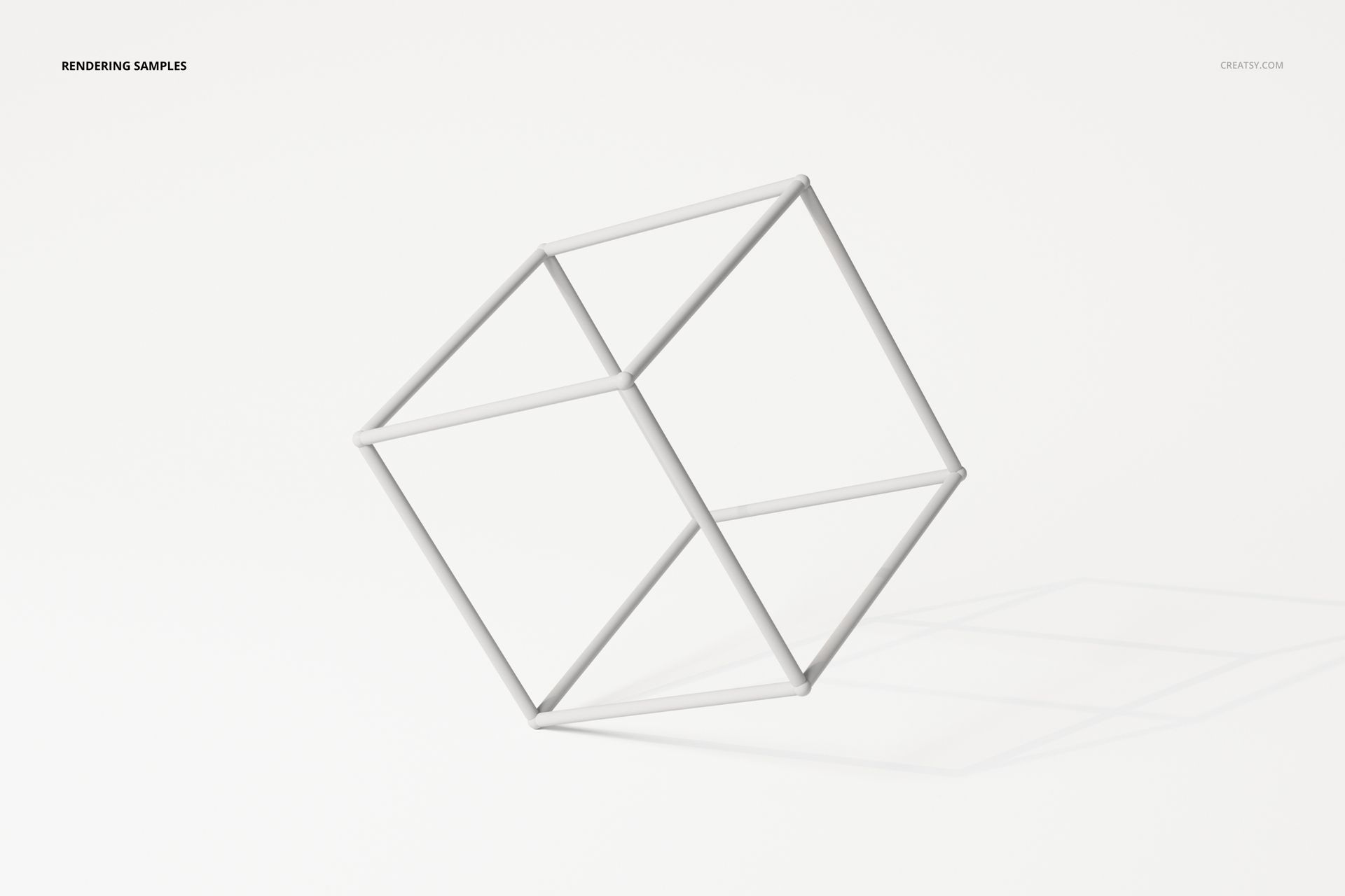 Minimalist cuboid decoration featuring a wireframe cube structure in white, displayed on a plain background.