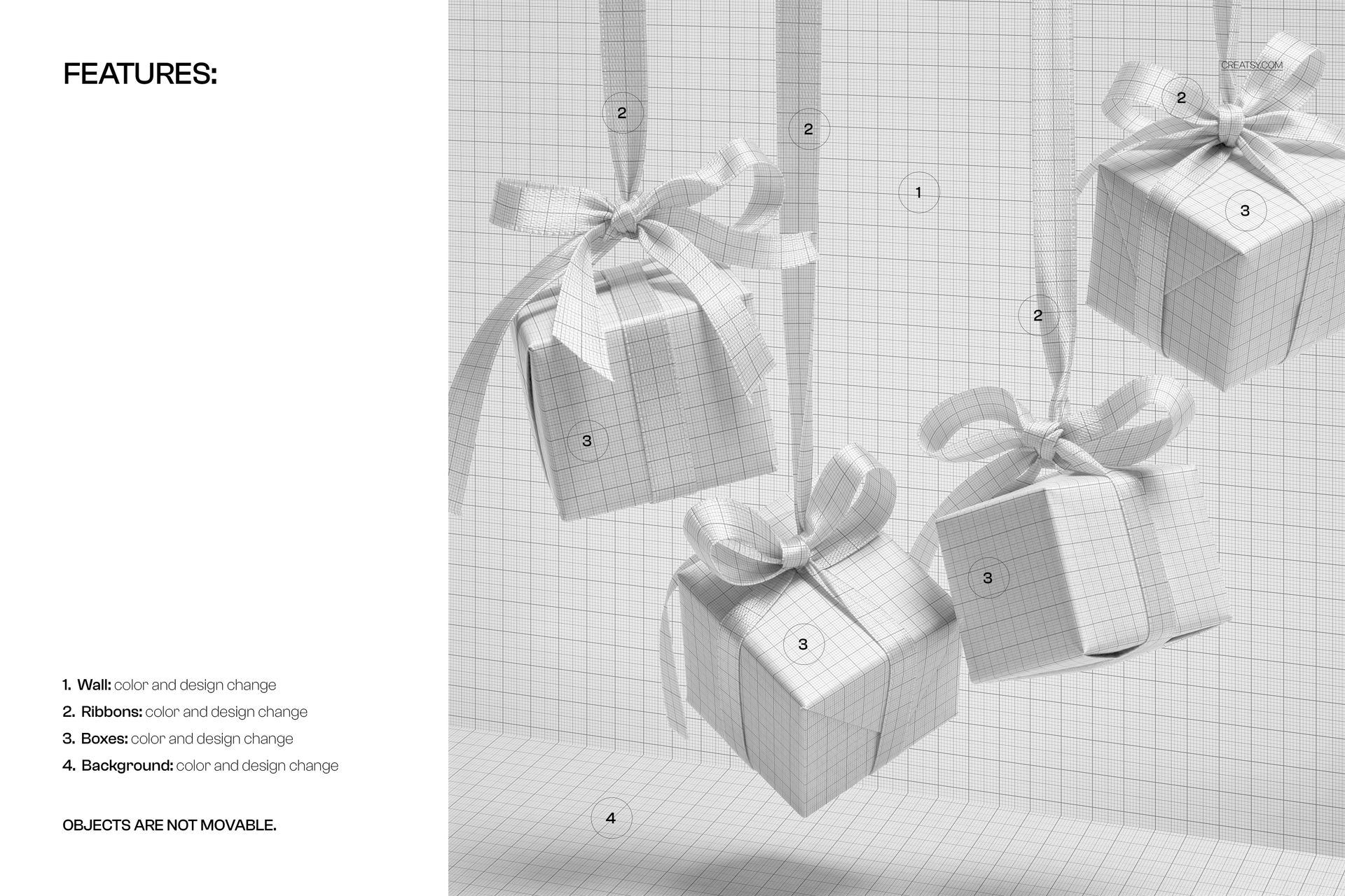 Four Hanging Gifts Mockup - mockup screenshot 3