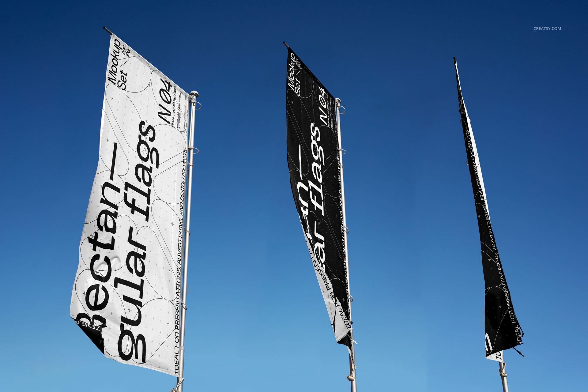 Rectangular Flags Mockup Set