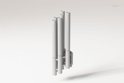 Crystal glass wall lamp 3D model featuring vertical cylindrical tubes in matte white, shown from a front angle.