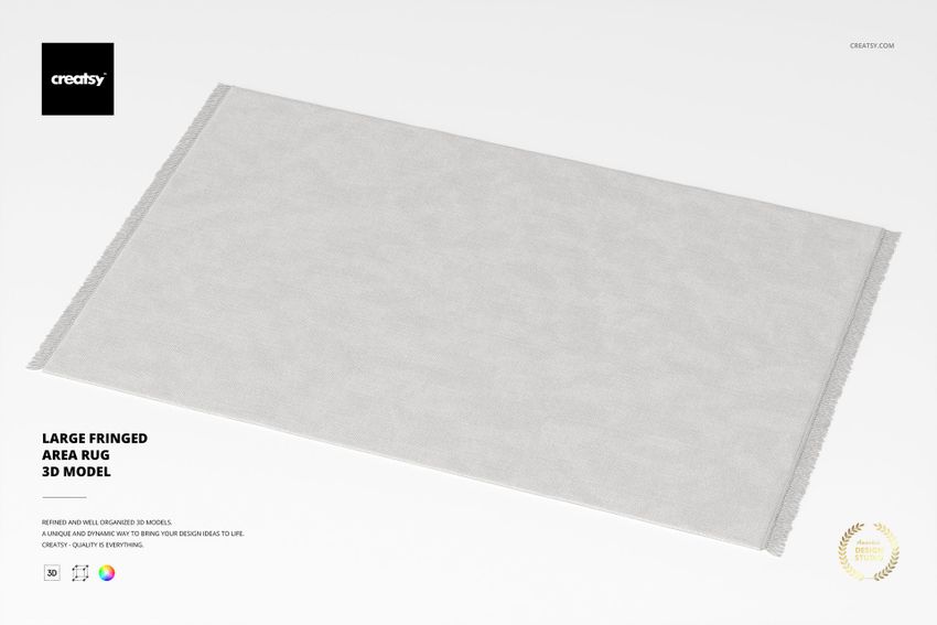 Large Fringed Area Rug 3D Model - mockup screenshot 1
