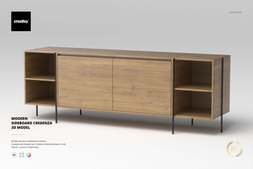 Modern Sideboard Credenza 3D Model - mockup screenshot 1