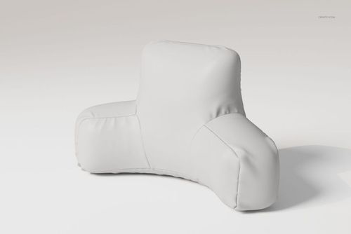 White reading pillow with armrests shown in a three-quarter front view on a plain light background.
