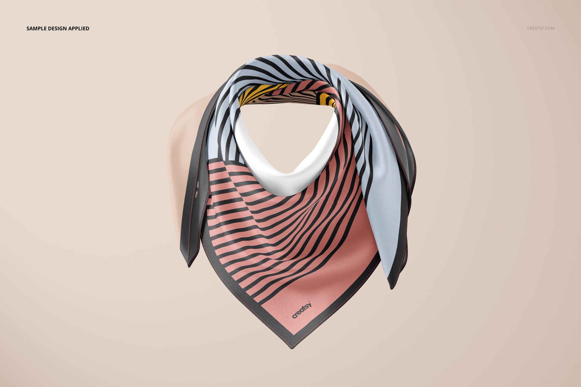 Wrapped Silk Scarf on Ghost Mannequin Mockup - mockup screenshot 4