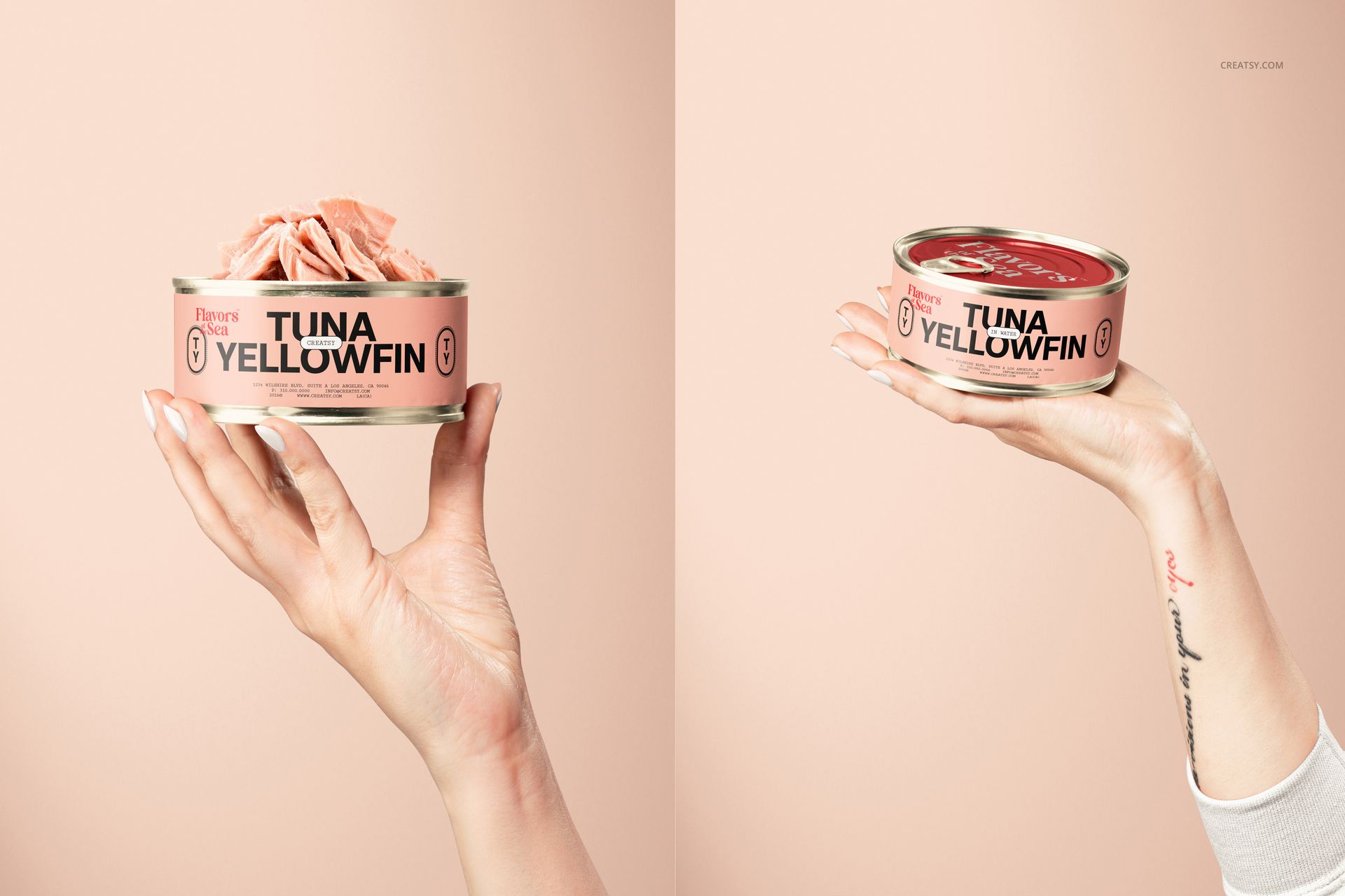 Short Flat Tin Can in Hand Mockup Set - mockup screenshot 5