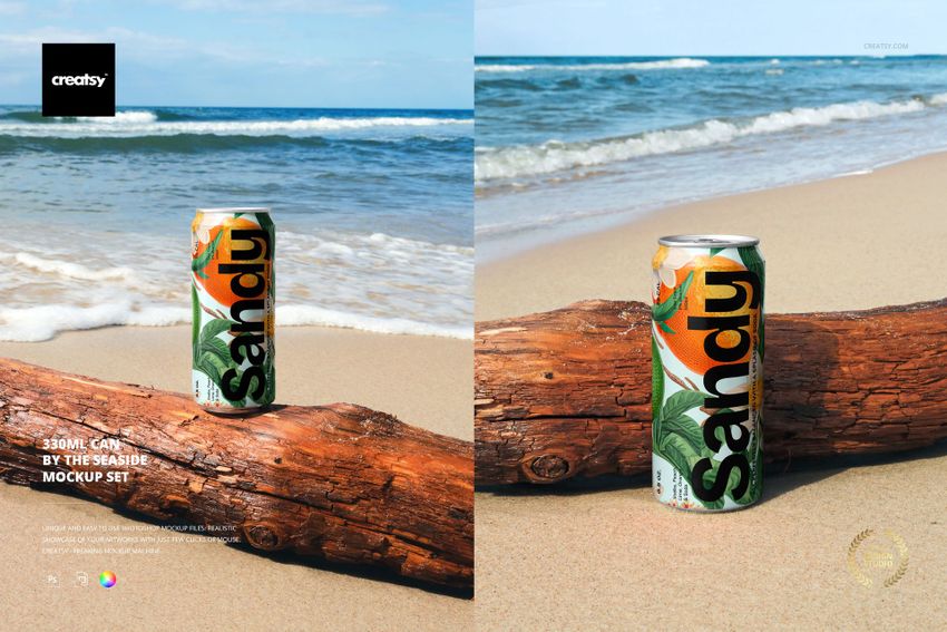 330ml Can by the Seaside Mockup Set - mockup screenshot 1