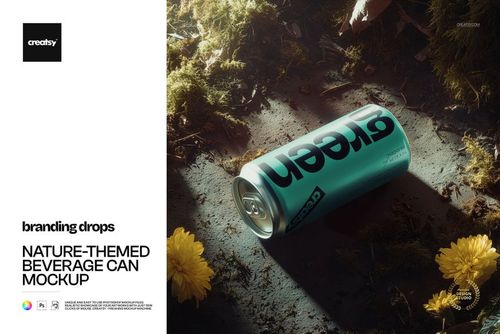 Nature-Themed Beverage Can Mockup - mockup preview 1