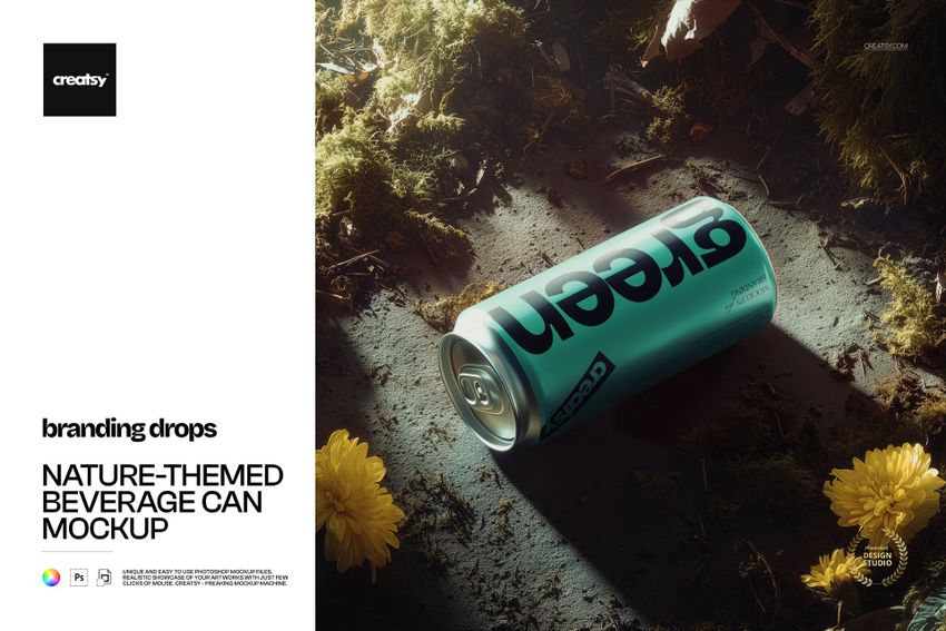 Nature-Themed Beverage Can Mockup - mockup screenshot 1