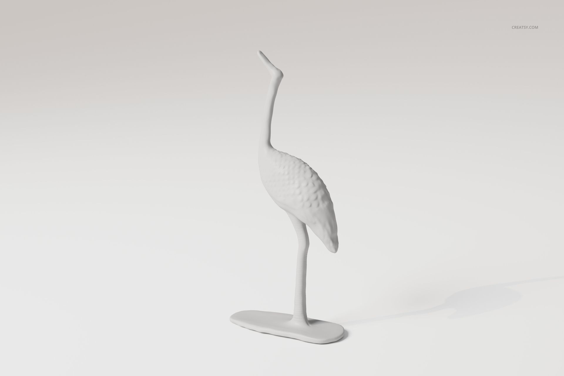 Chrome cane statue with elongated neck and textured body, shown in a side view on a plain white background.