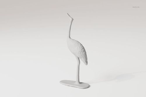 Chrome cane statue with elongated neck and textured body, shown in a side view on a plain white background.