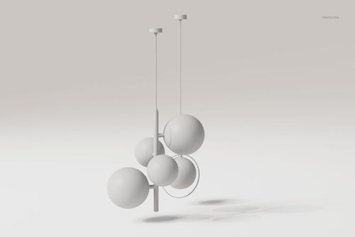 Modern globe ceiling lamp with multiple spherical shades, shown in a minimalist front view on a light background.