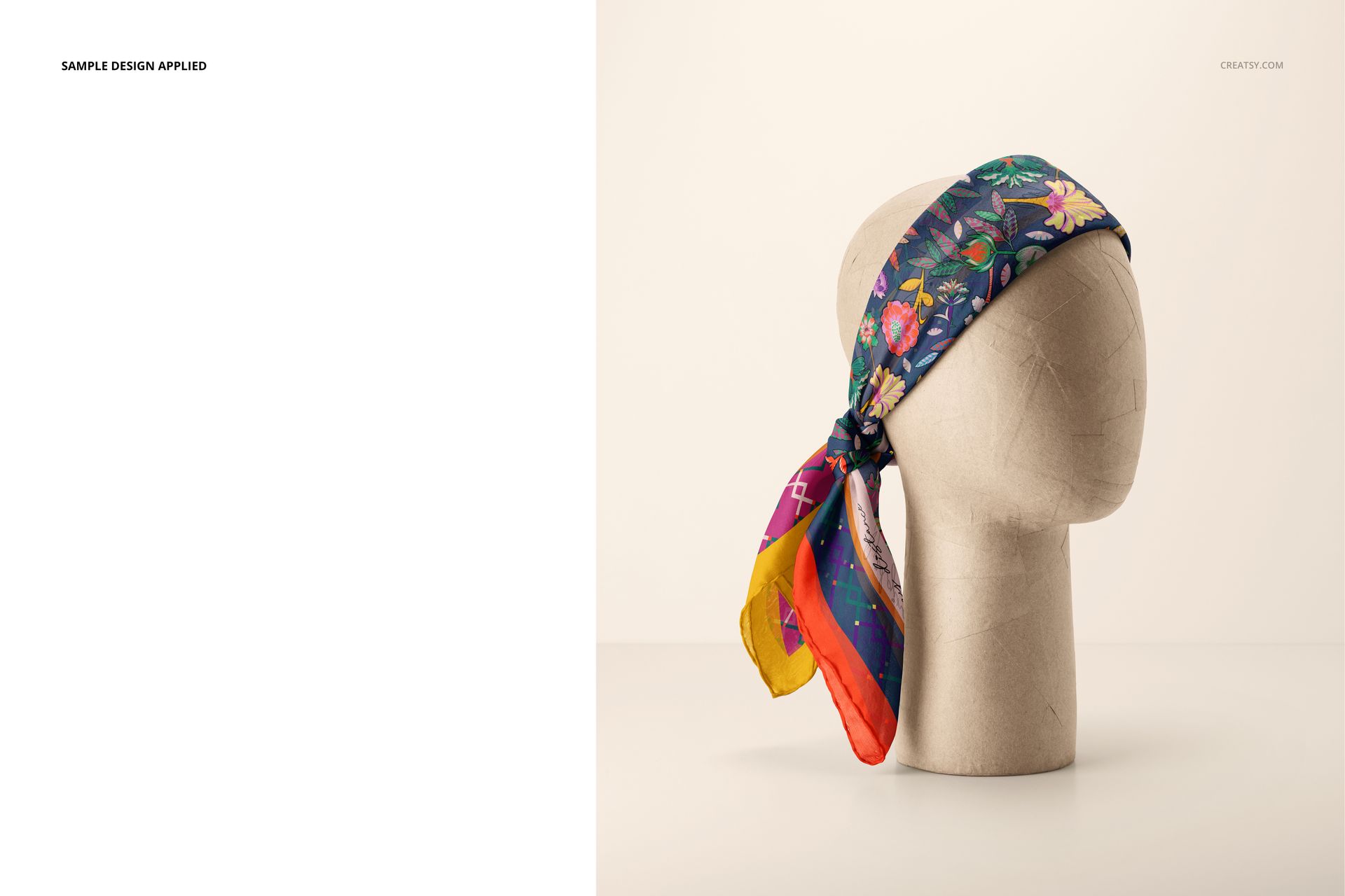 Habotai Silk Scarf on Mannequin Head Mockup Set - mockup screenshot 5