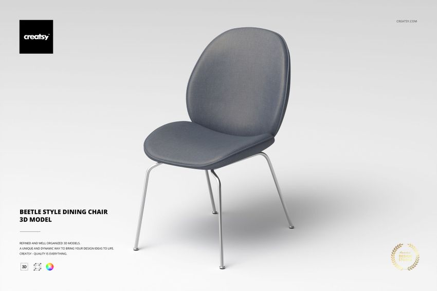 Beetle Style Dining Chair 3D Model (type 2) - mockup screenshot 1