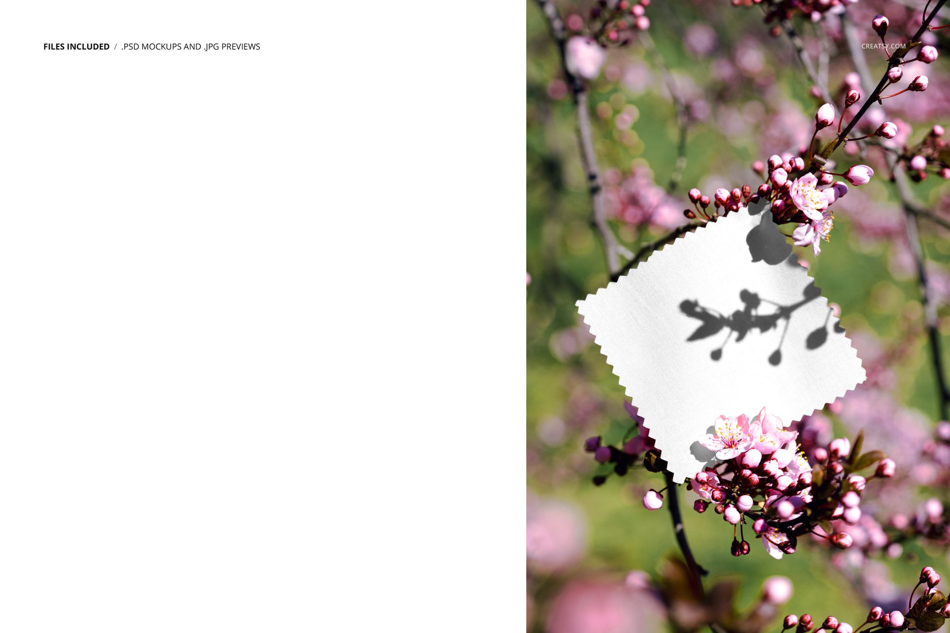 Fabric Swatch on Cherry Blossom Branch Mockup - mockup screenshot 2