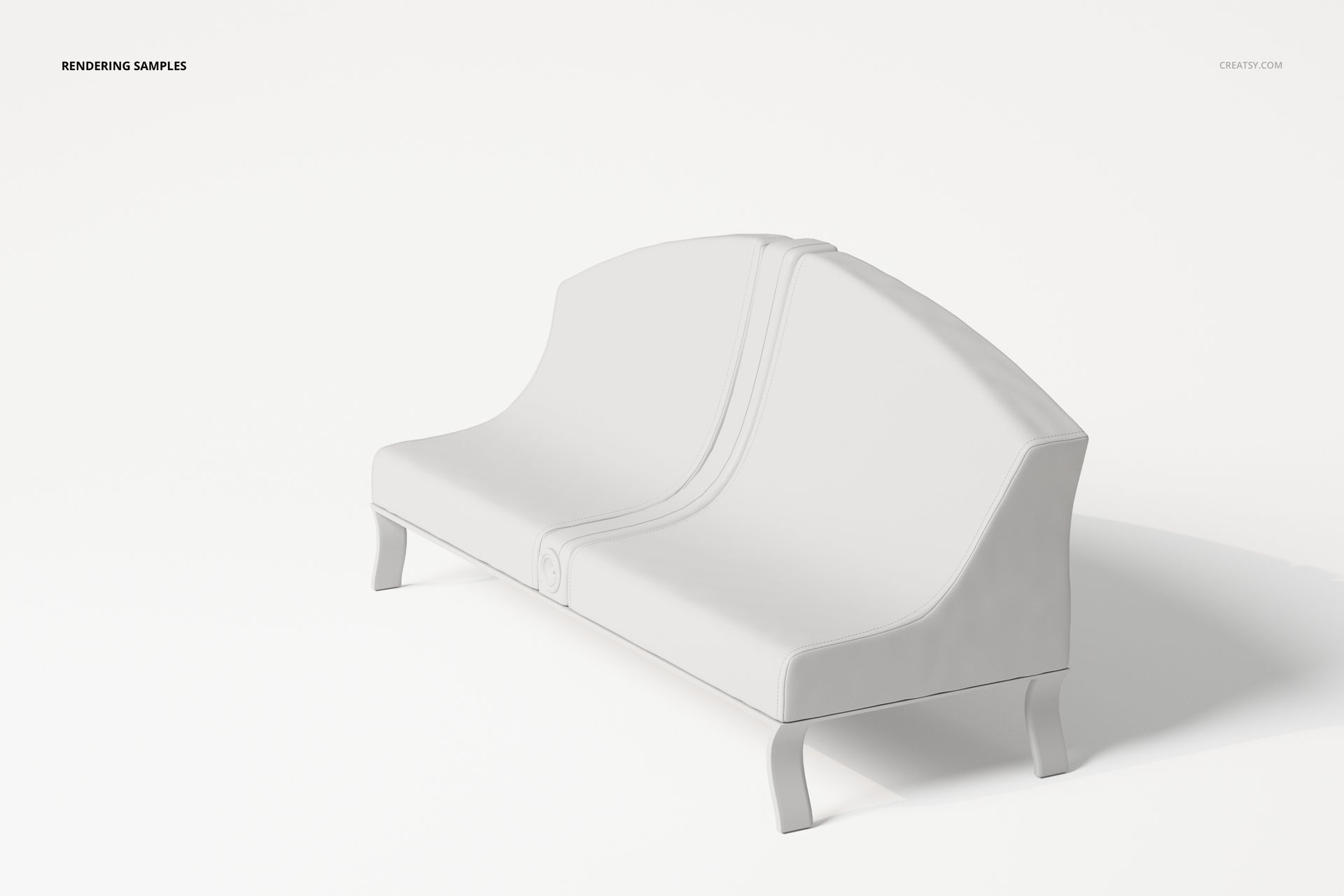 White Art Nouveau style sofa with curved backrest and decorative lines, shown from a front angle on a plain background.
