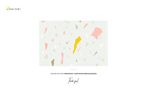 Minimalist abstract mockup with irregular pastel shapes and speckles in soft tones, displayed on a light canvas.