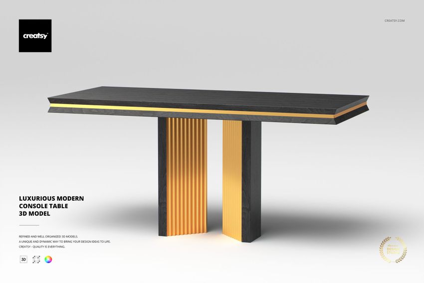 Luxurious Modern Console Table 3D Model - mockup screenshot 1