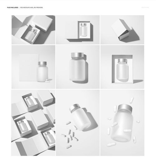 Beauty capsules packaging mockup featuring clear bottles, open boxes, and scattered capsules in a minimalist white scene.