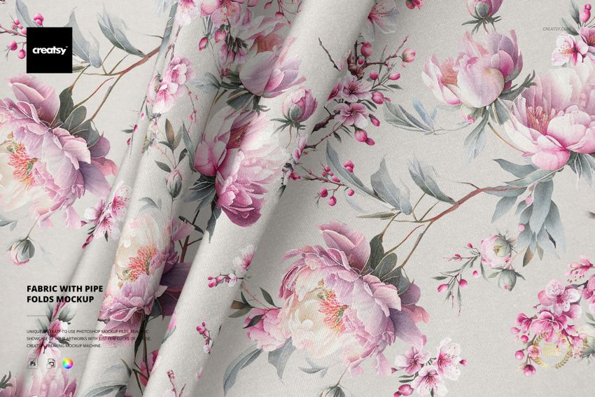 Fabric with Pipe Folds Mockup - mockup screenshot 1