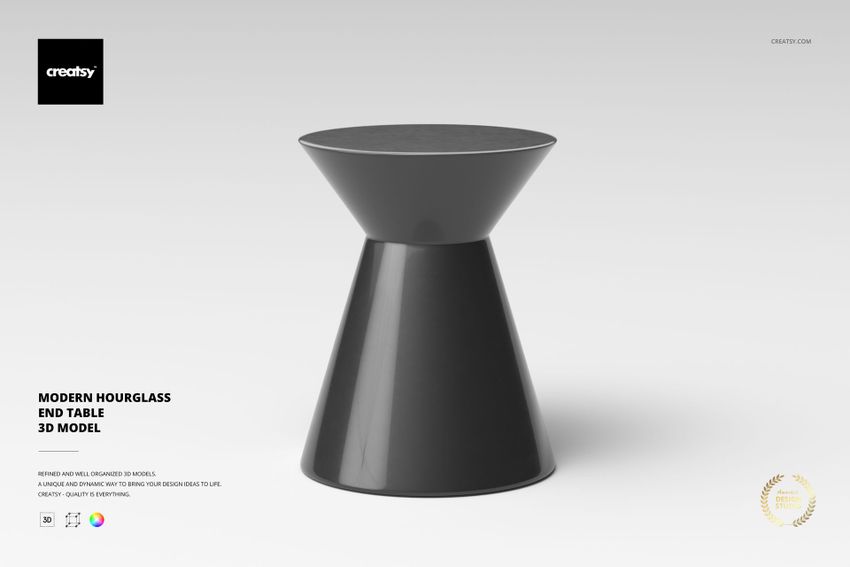 Modern Hourglass End Table 3D Model - mockup screenshot 1