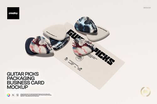 Guitar Picks Packaging Business Card Mockup - mockup preview 1