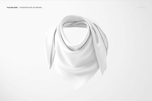 White silk scarf draped on a ghost mannequin, displaying soft texture and elegant folds in a PSD mockup.