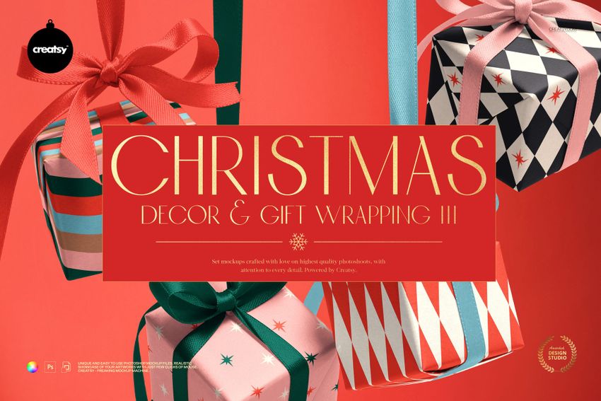 Christmas Decor & Gift Wrapping Mockup Bundle III - mockup screenshot 1